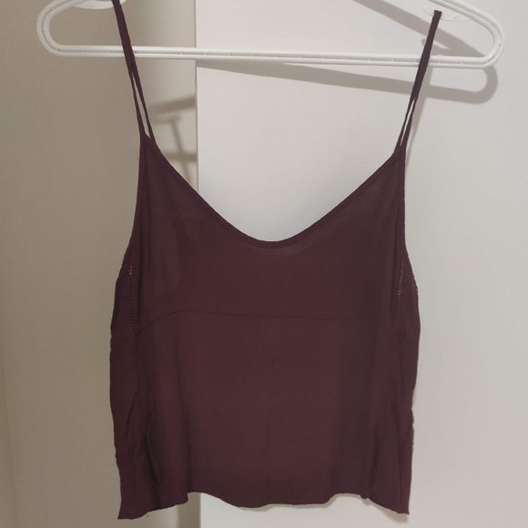 Aritzia Sunday Best Maroon Crop Top - Picture 1 of 3
